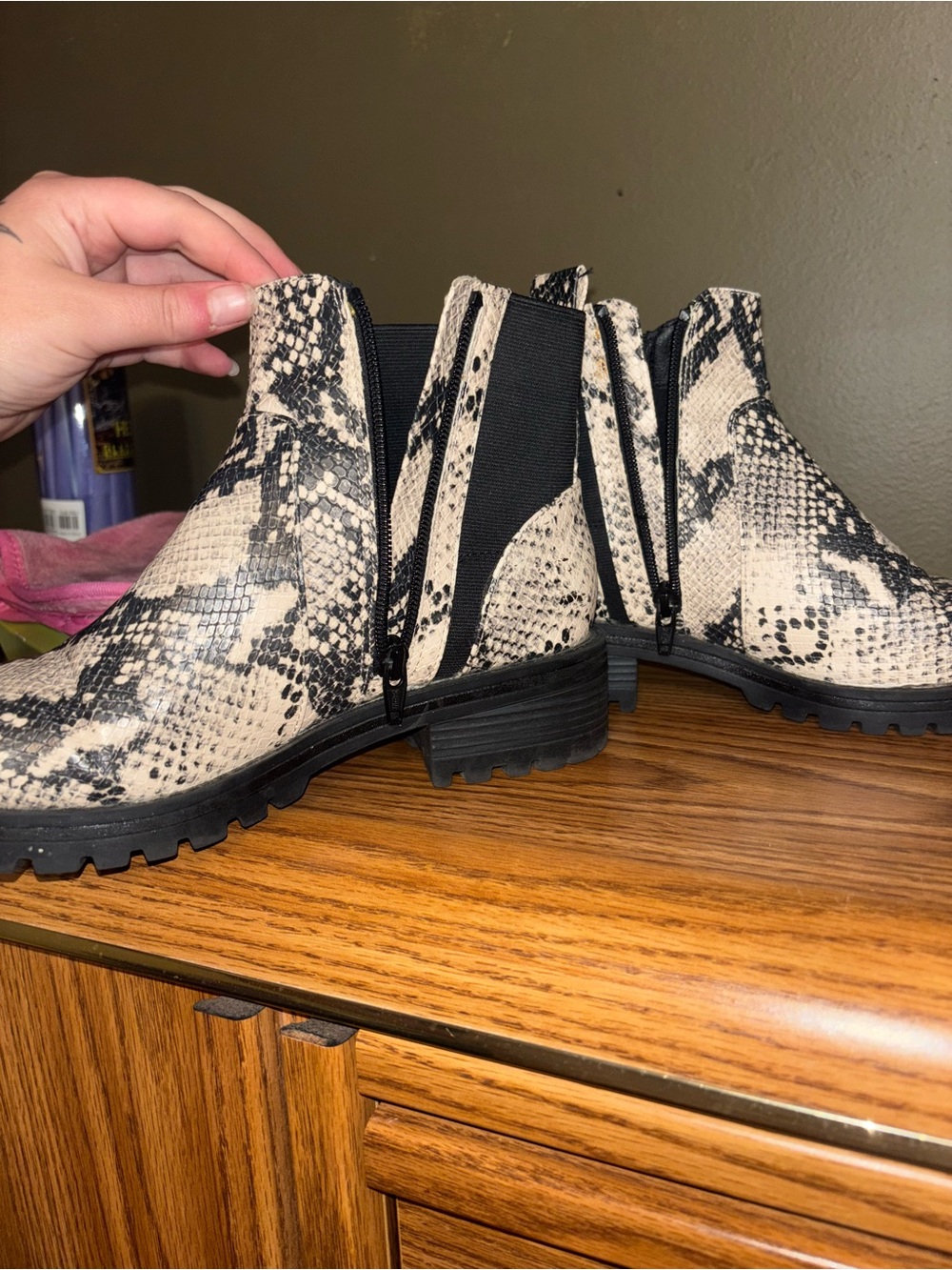 Women's Snake Print ankle boots